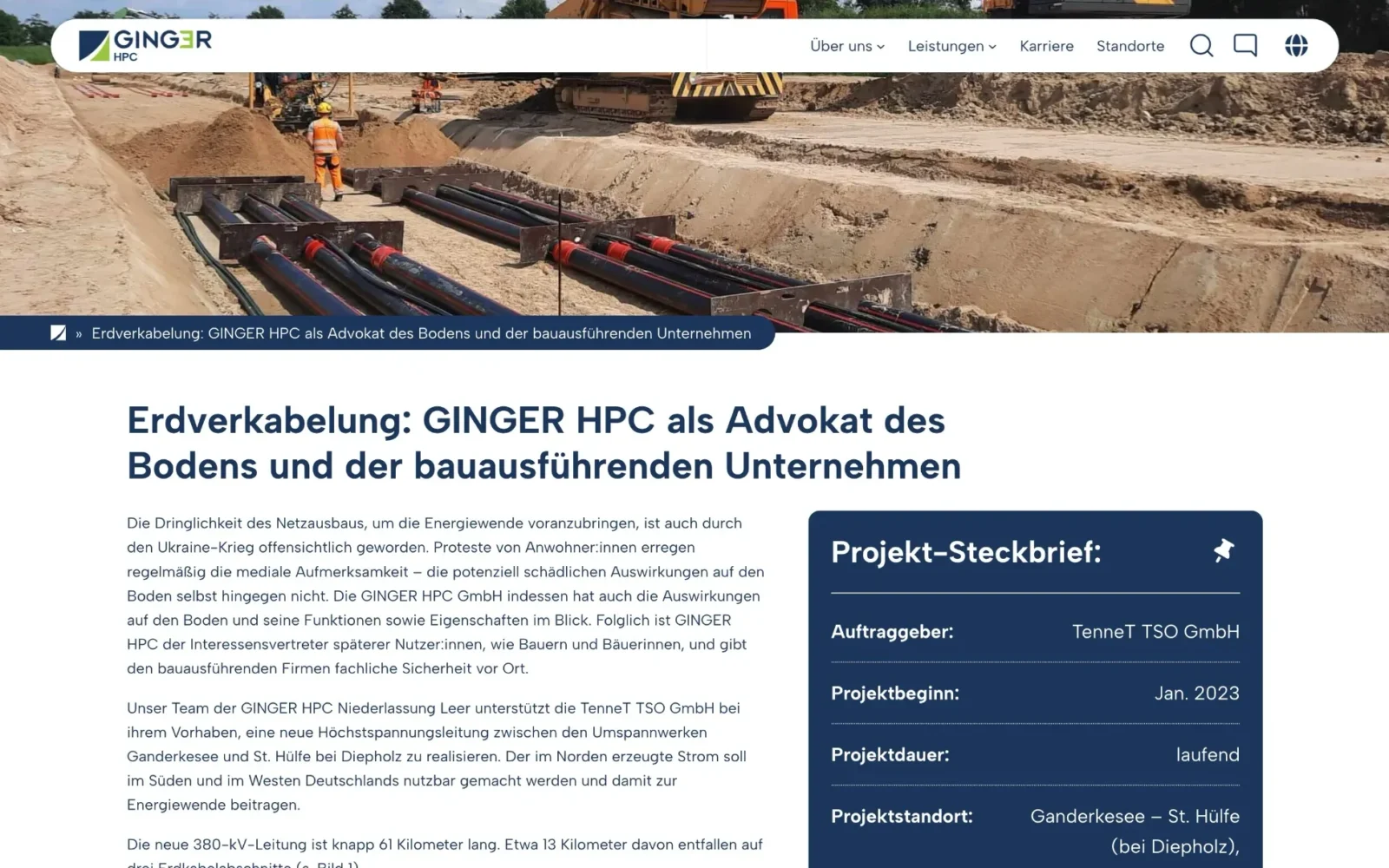 Einzelansicht einer Erfolgsgeschichte von GINGER HPC mit Projekt-Steckbrief
